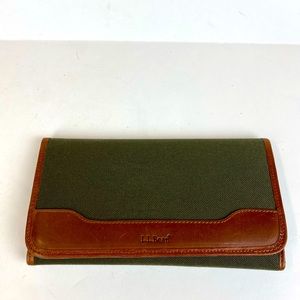 LL Bean Green Canvas Leather Card wallet
